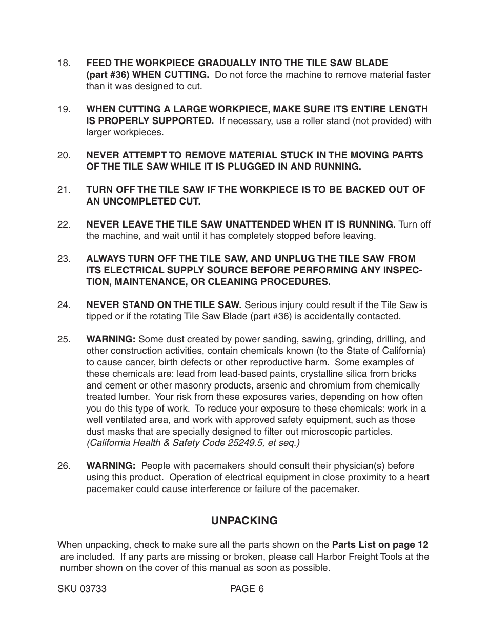 Harbor Freight Tools 03733 User Manual | Page 6 / 12