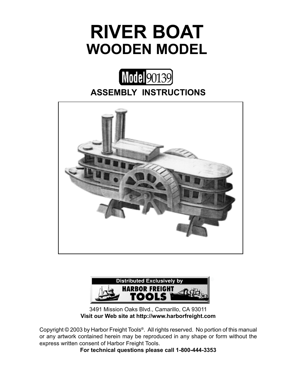 Harbor Freight Tools River Boat Wooden Model 90139 User Manual | 5 pages