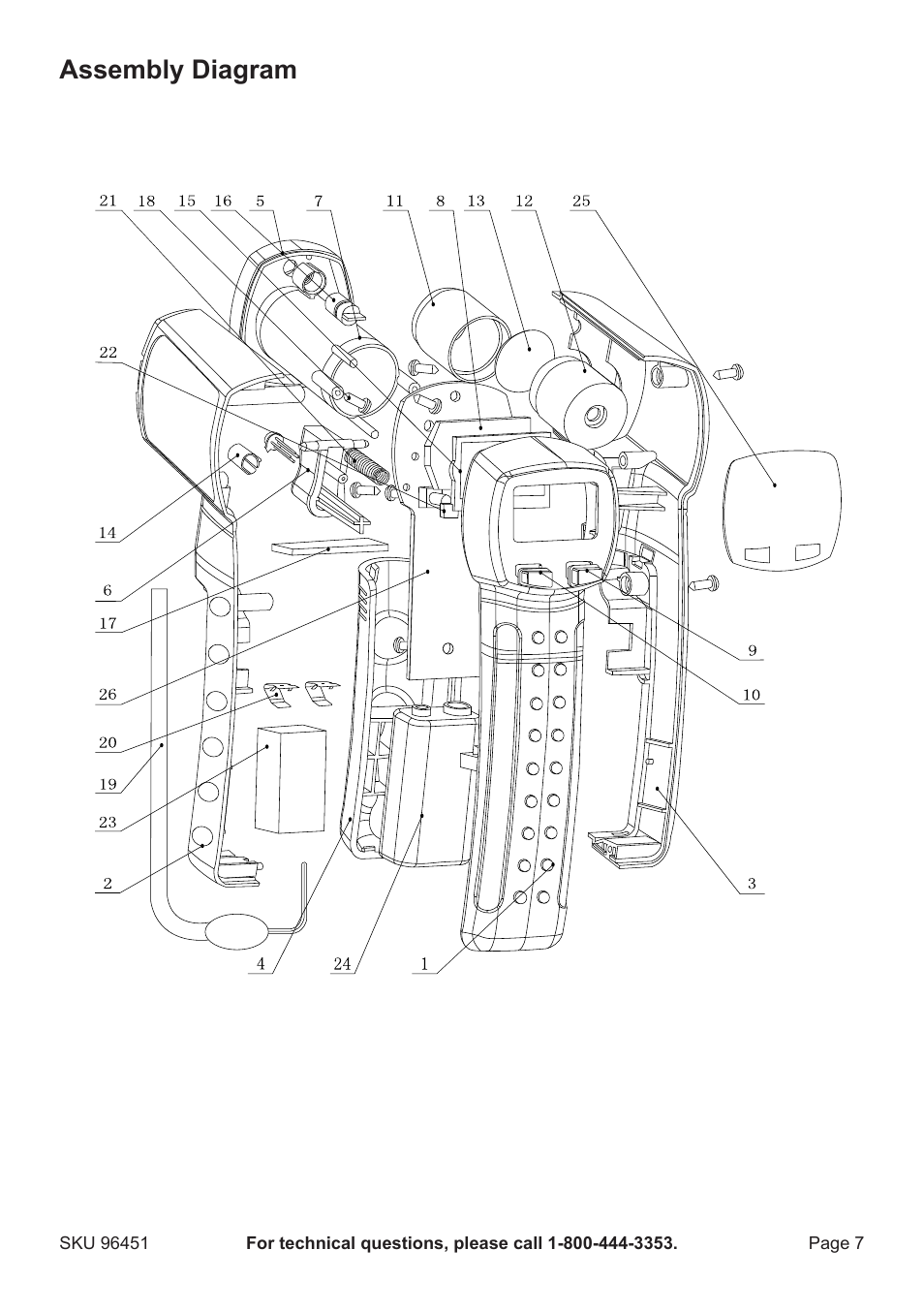 Assembly diagram | Harbor Freight Tools 96451 User Manual | Page 7 / 8