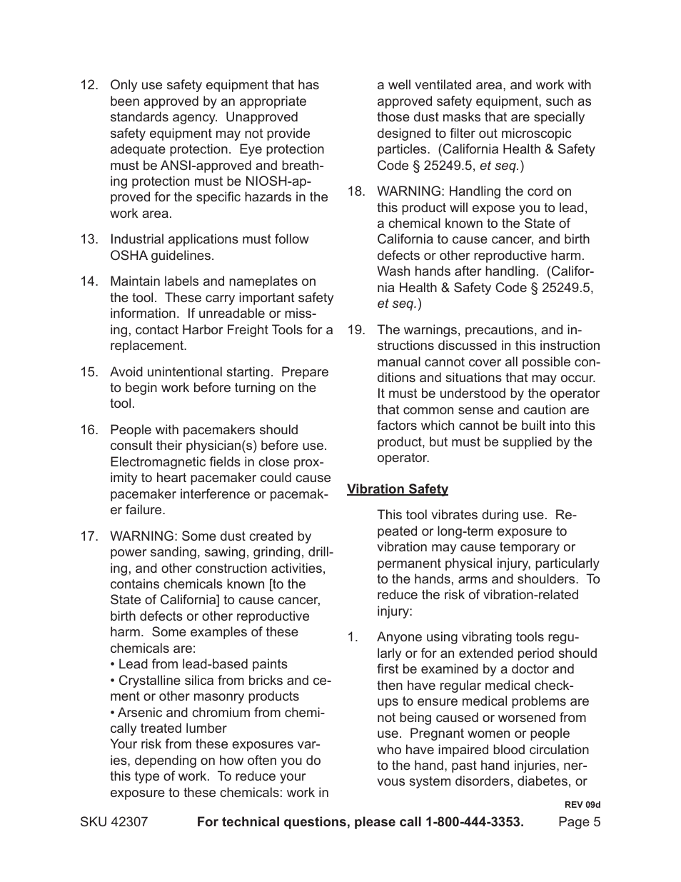 Harbor Freight Tools 42307 User Manual | Page 5 / 12