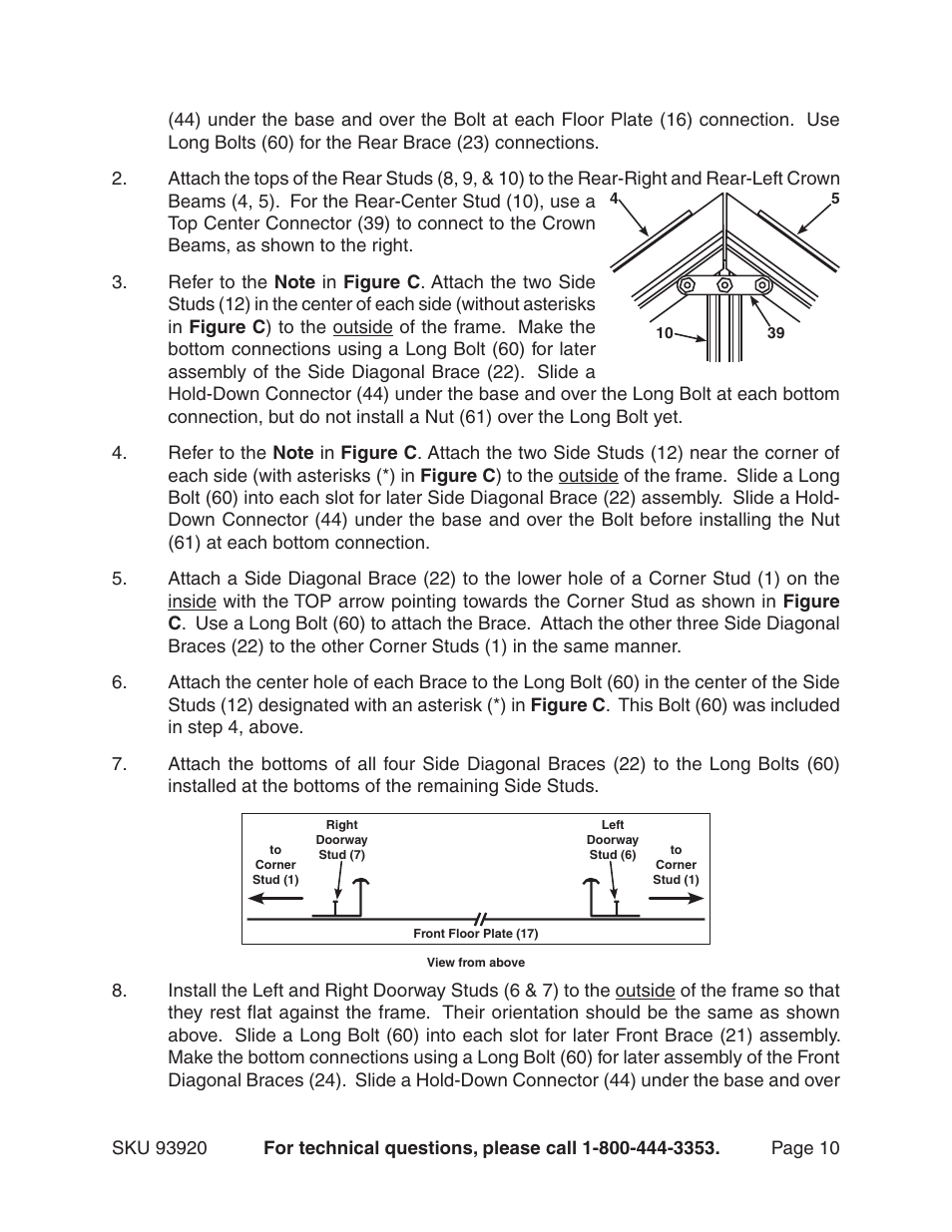 Harbor Freight Tools One Stop Gardens 8' x 10' Greenhouse with Two Vents 93920 User Manual | Page 10 / 19