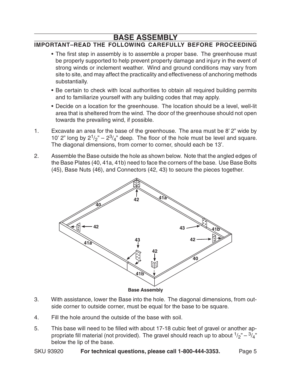 Base assembly | Harbor Freight Tools One Stop Gardens 8' x 10' Greenhouse with Two Vents 93920 User Manual | Page 5 / 19