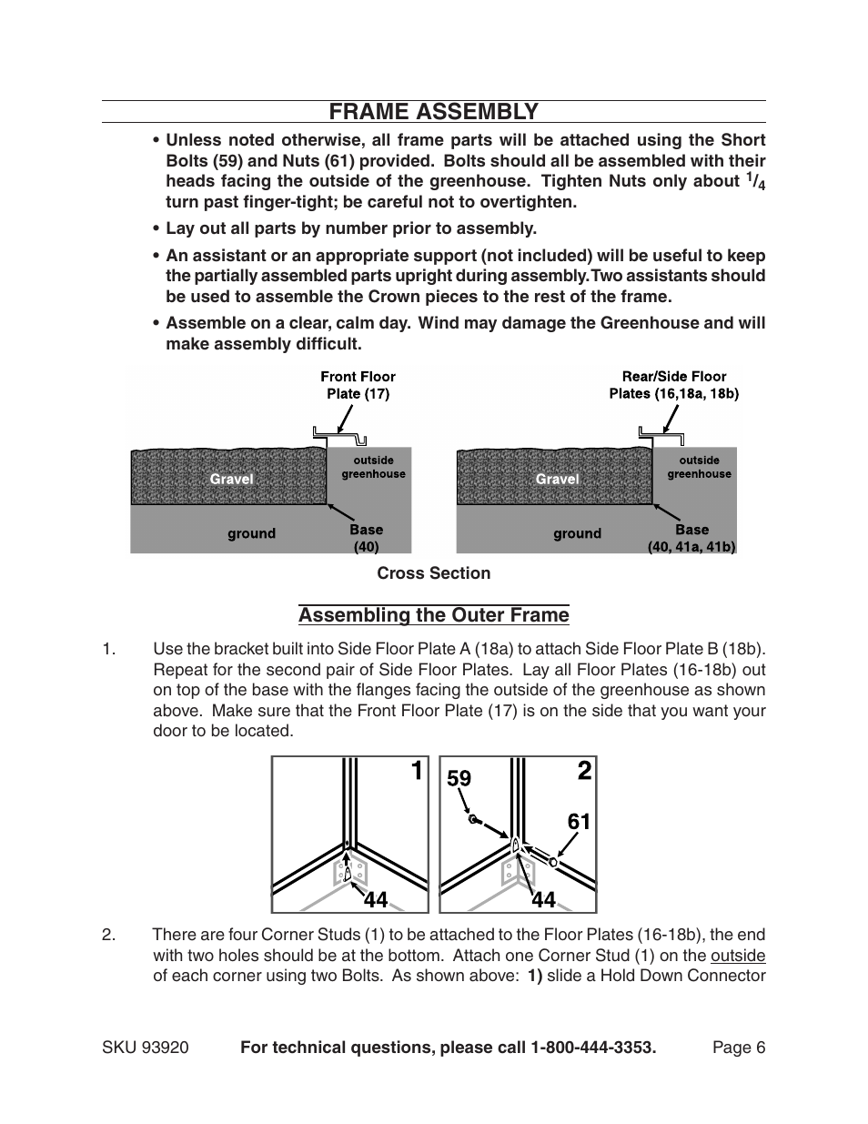 Frame assembly | Harbor Freight Tools One Stop Gardens 8' x 10' Greenhouse with Two Vents 93920 User Manual | Page 6 / 19