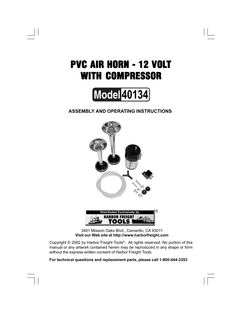 Harbor Freight Tools 40134 User Manual | 7 pages