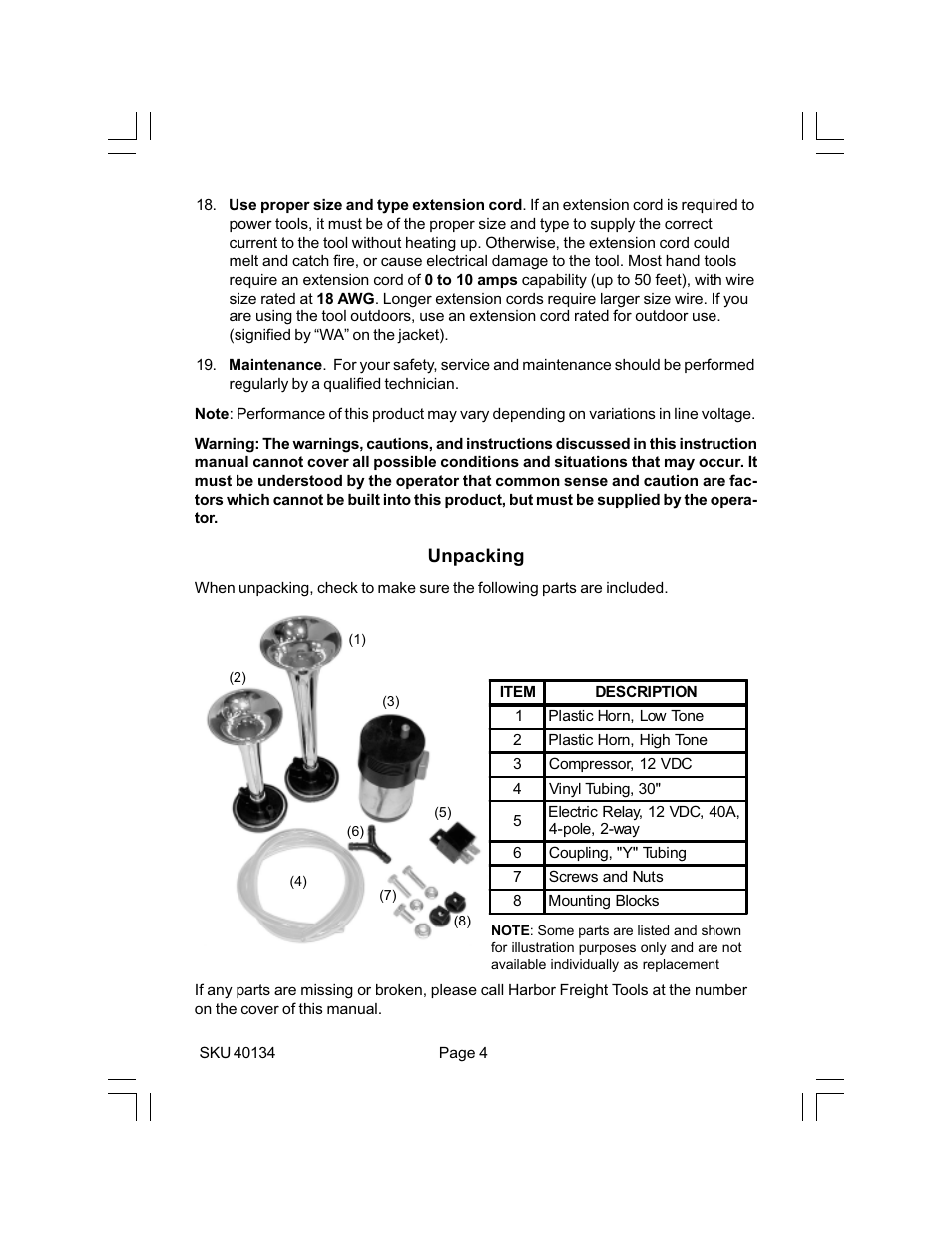 Harbor Freight Tools 40134 User Manual | Page 4 / 7