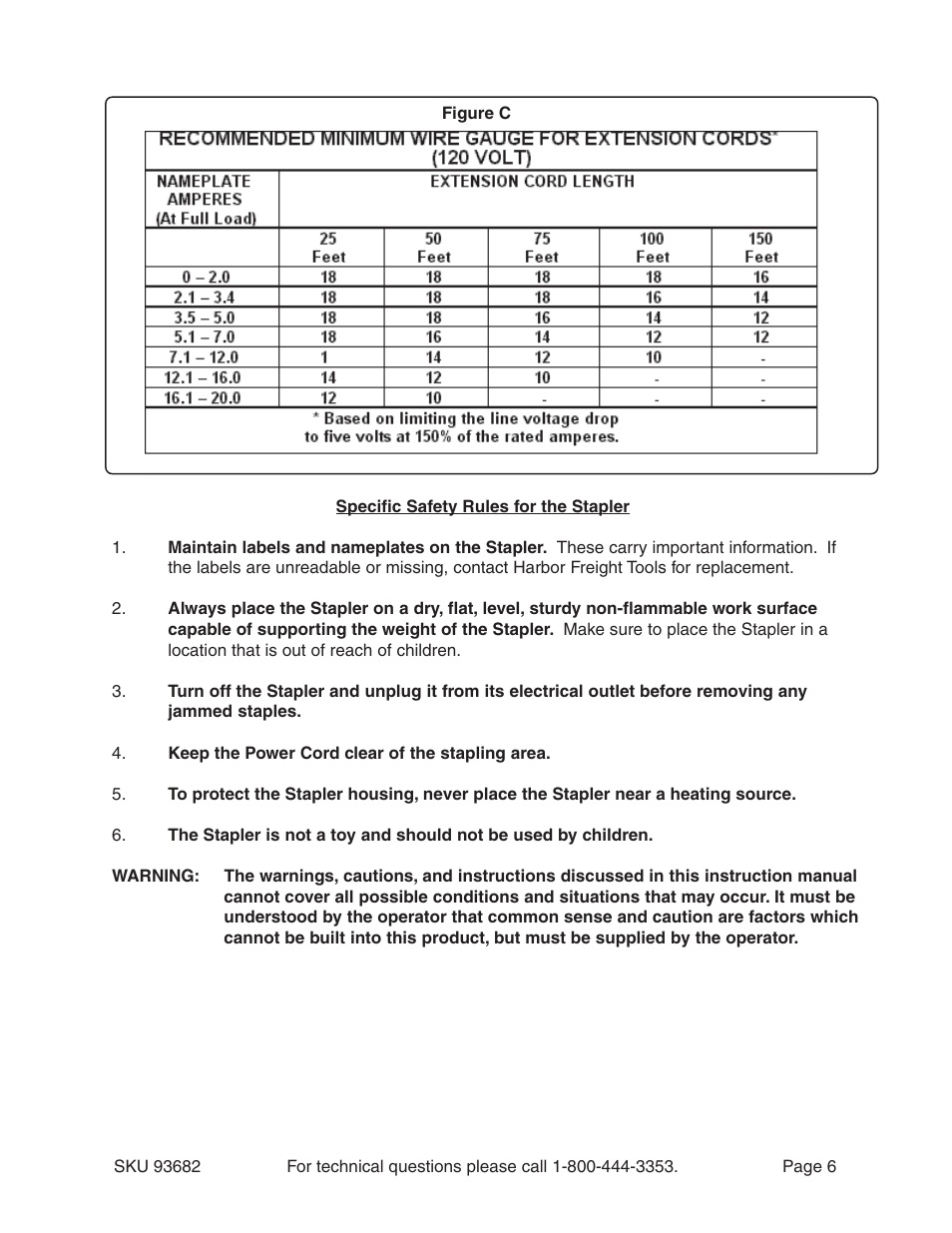 Harbor Freight Tools ELECTRIC STAPLER 93682 User Manual | Page 6 / 8