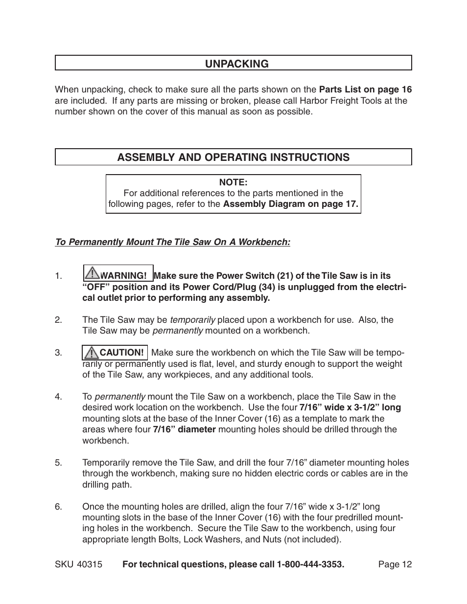 Harbor Freight Tools 40315 User Manual | Page 12 / 18