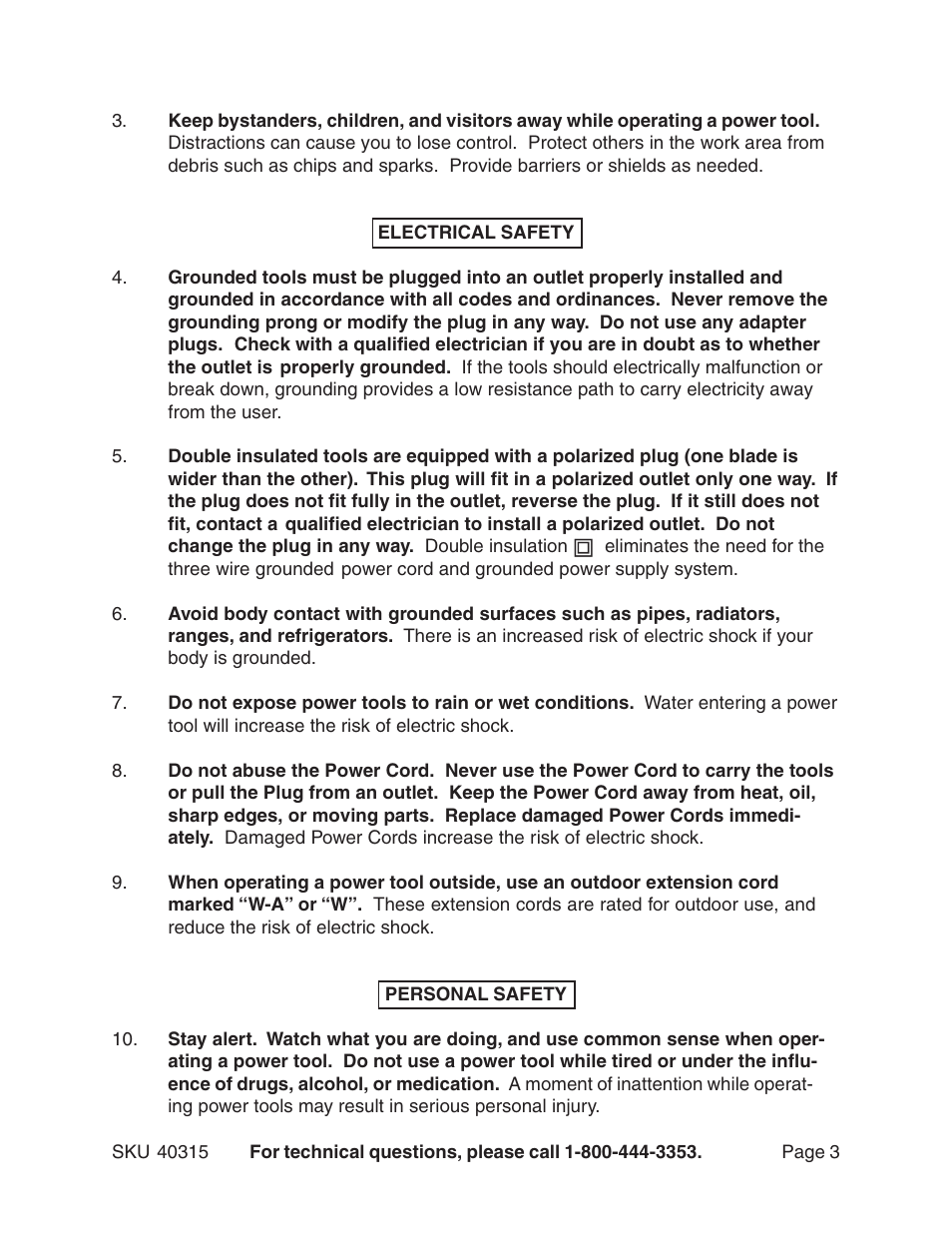 Harbor Freight Tools 40315 User Manual | Page 3 / 18