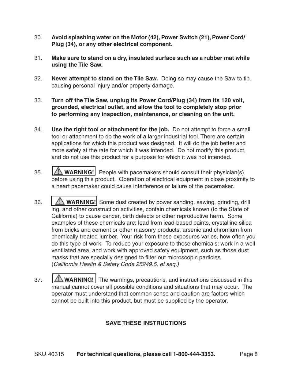 Harbor Freight Tools 40315 User Manual | Page 8 / 18