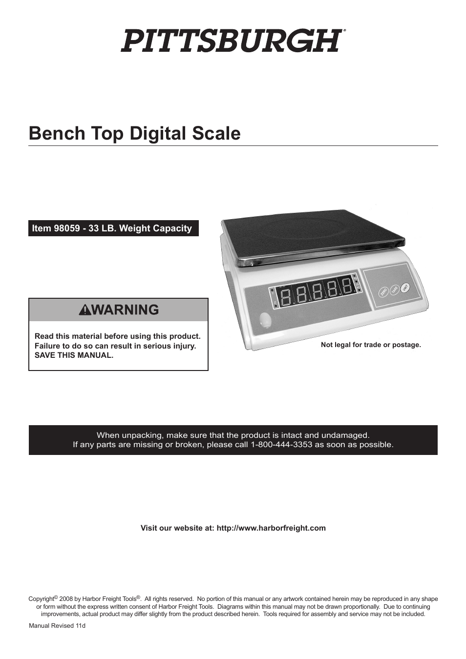 Harbor Freight Tools 98059 User Manual | 12 pages