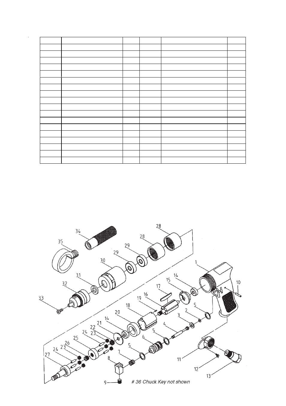 Parts list, Assembly drawing | Harbor Freight Tools 07528 User Manual | Page 7 / 7