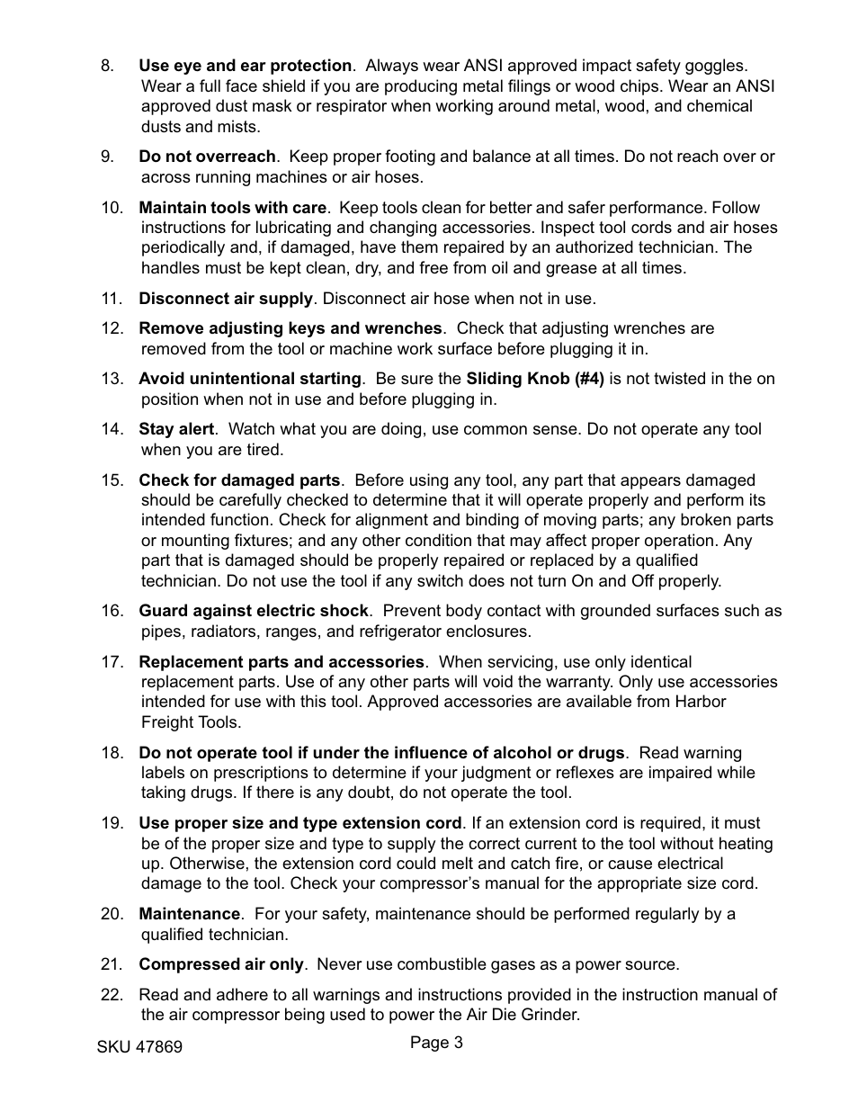 Harbor Freight Tools 47869 User Manual | Page 3 / 8