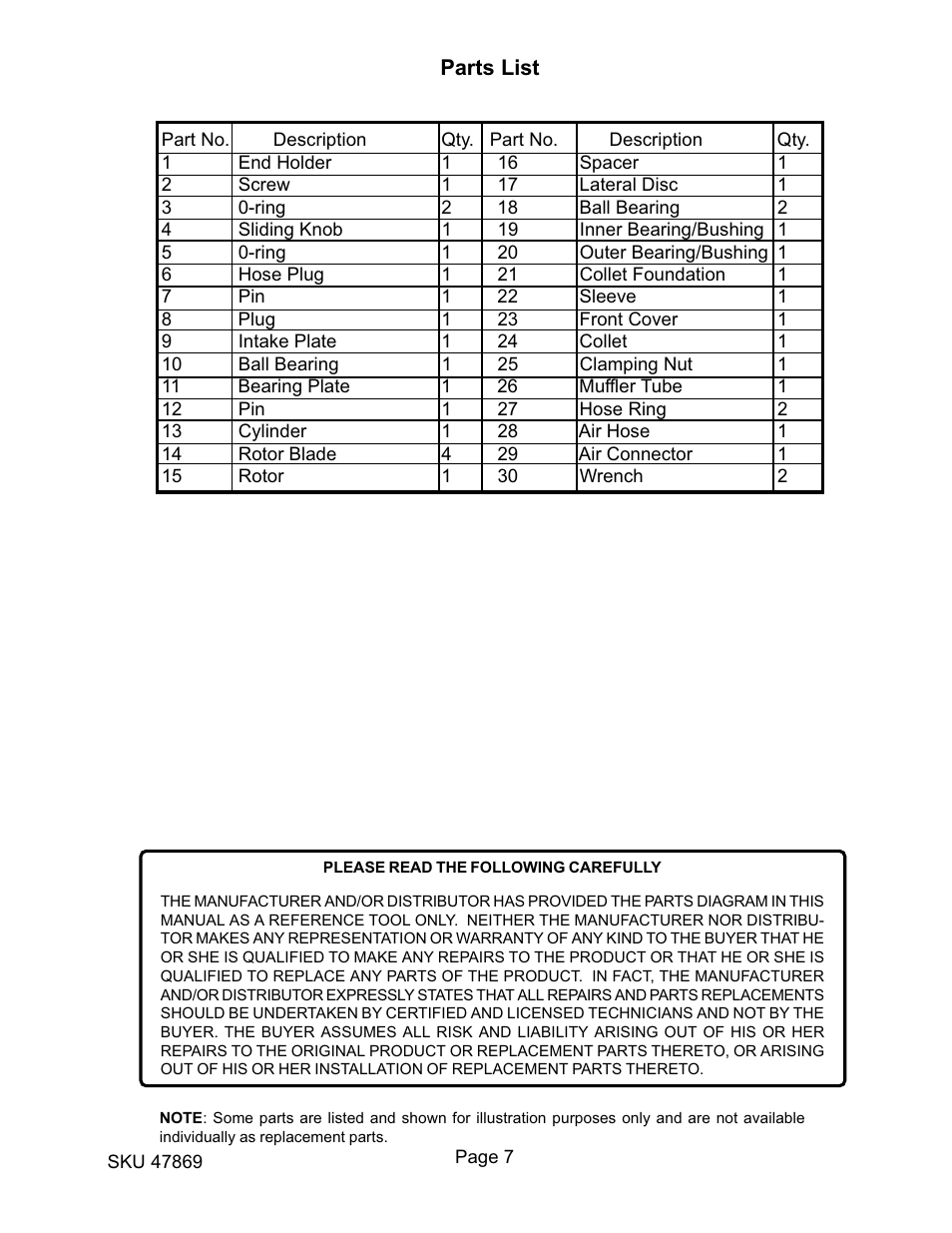 Harbor Freight Tools 47869 User Manual | Page 7 / 8