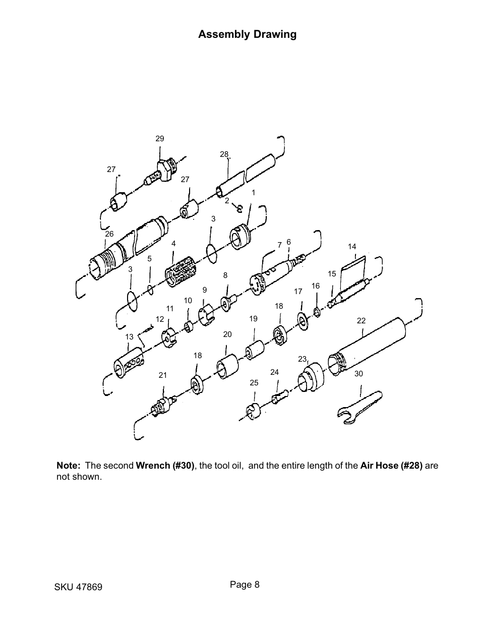 Assembly drawing | Harbor Freight Tools 47869 User Manual | Page 8 / 8