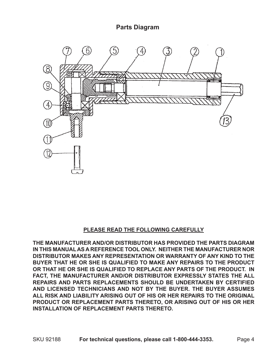 Harbor Freight Tools Angle Drill With Keyless Chuck 92188 User Manual | Page 4 / 4