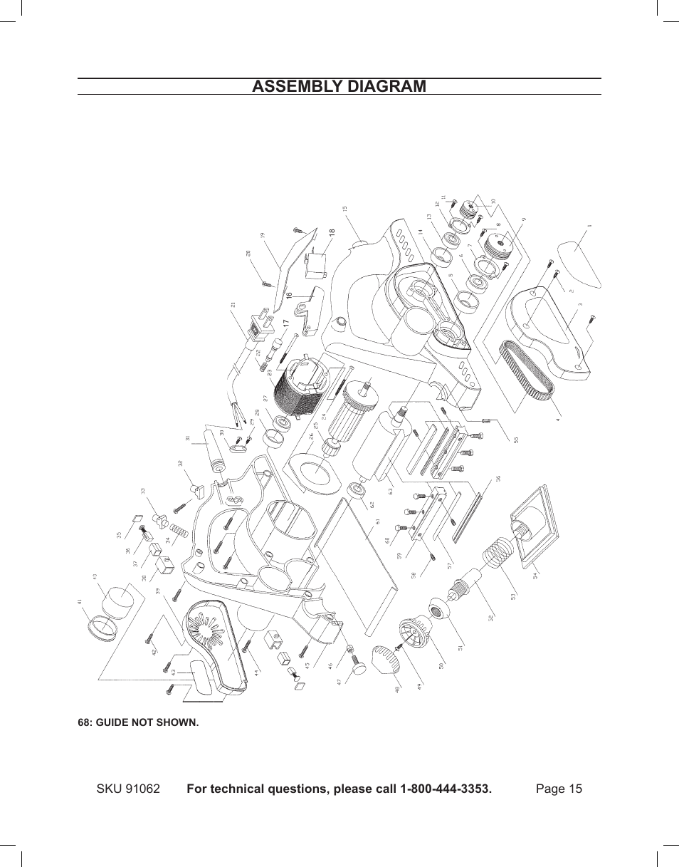 Assembly diagram | Harbor Freight Tools 91062 User Manual | Page 15 / 16