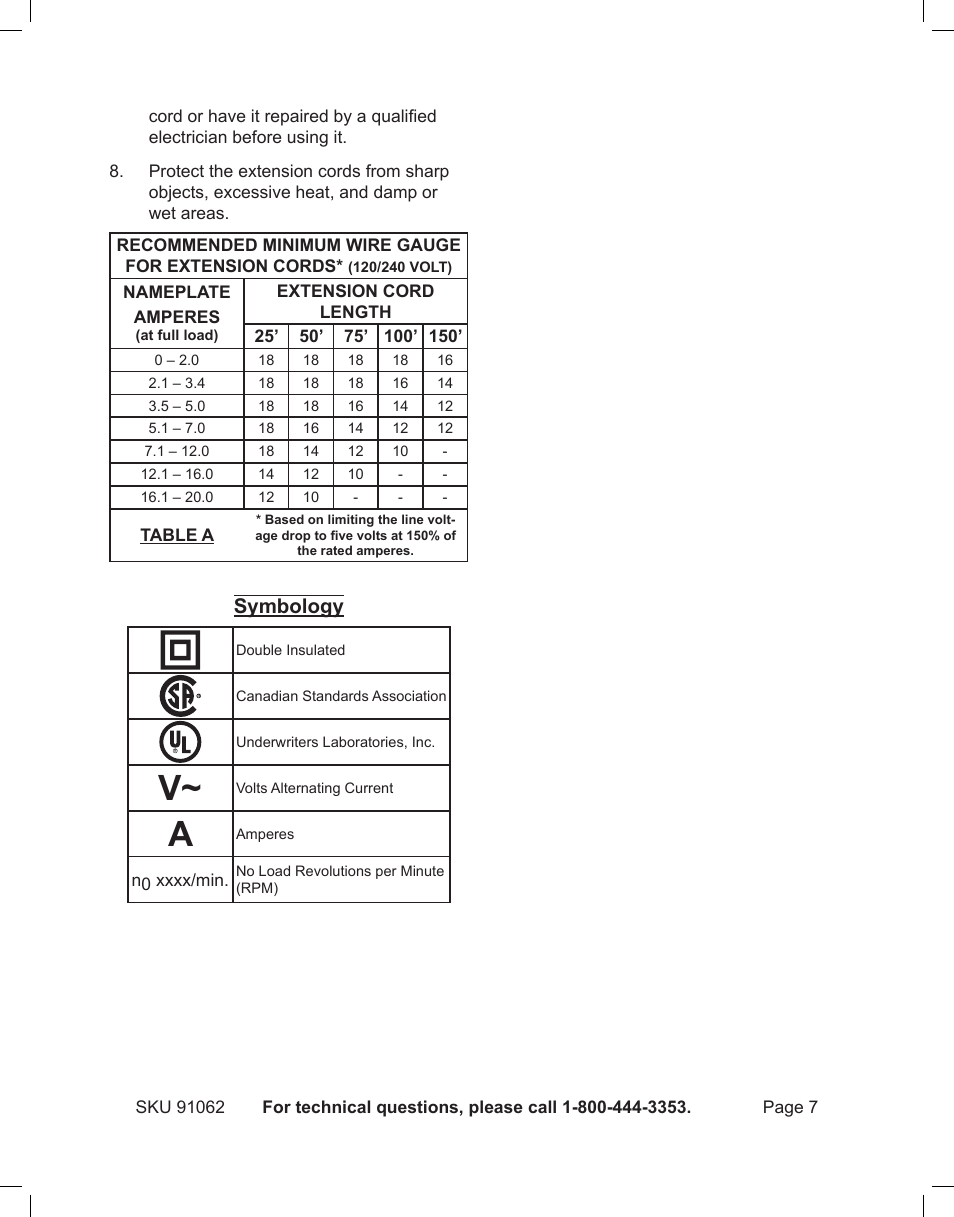 Symbology | Harbor Freight Tools 91062 User Manual | Page 7 / 16