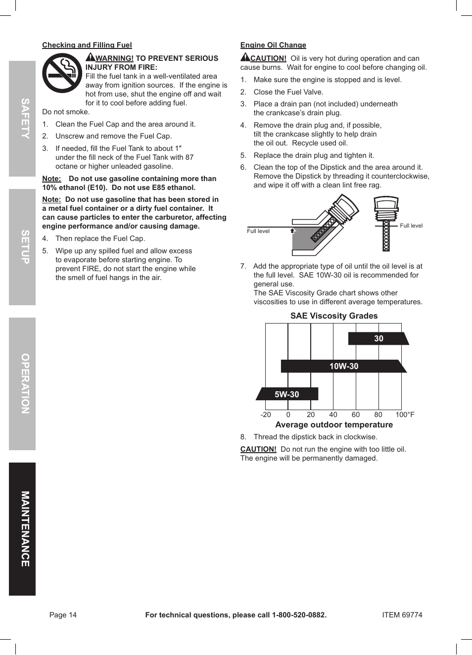 Safety opera tion maintenance setup | Harbor Freight Tools Pacific Hydrostar 212cc Gasoline Powered Clear Water Pump 69774 User Manual | Page 14 / 24