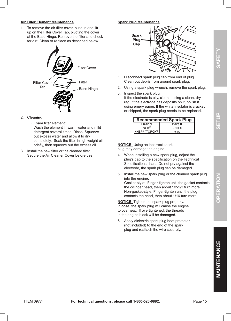 Safety opera tion maintenance setup | Harbor Freight Tools Pacific Hydrostar 212cc Gasoline Powered Clear Water Pump 69774 User Manual | Page 15 / 24