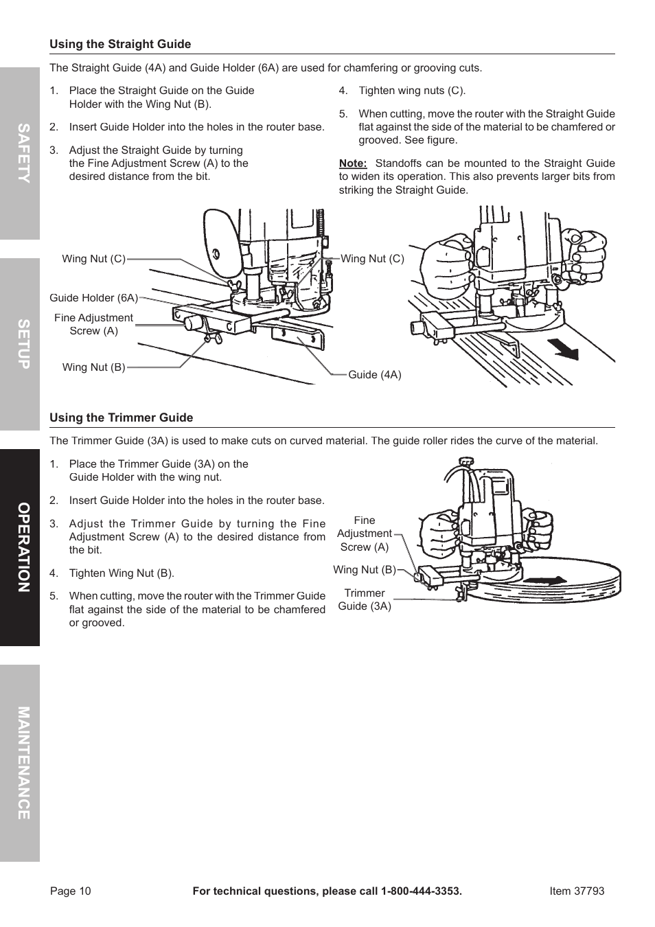 Safet y o pera tion m aintenan c e setup | Harbor Freight Tools 37793 User Manual | Page 10 / 16