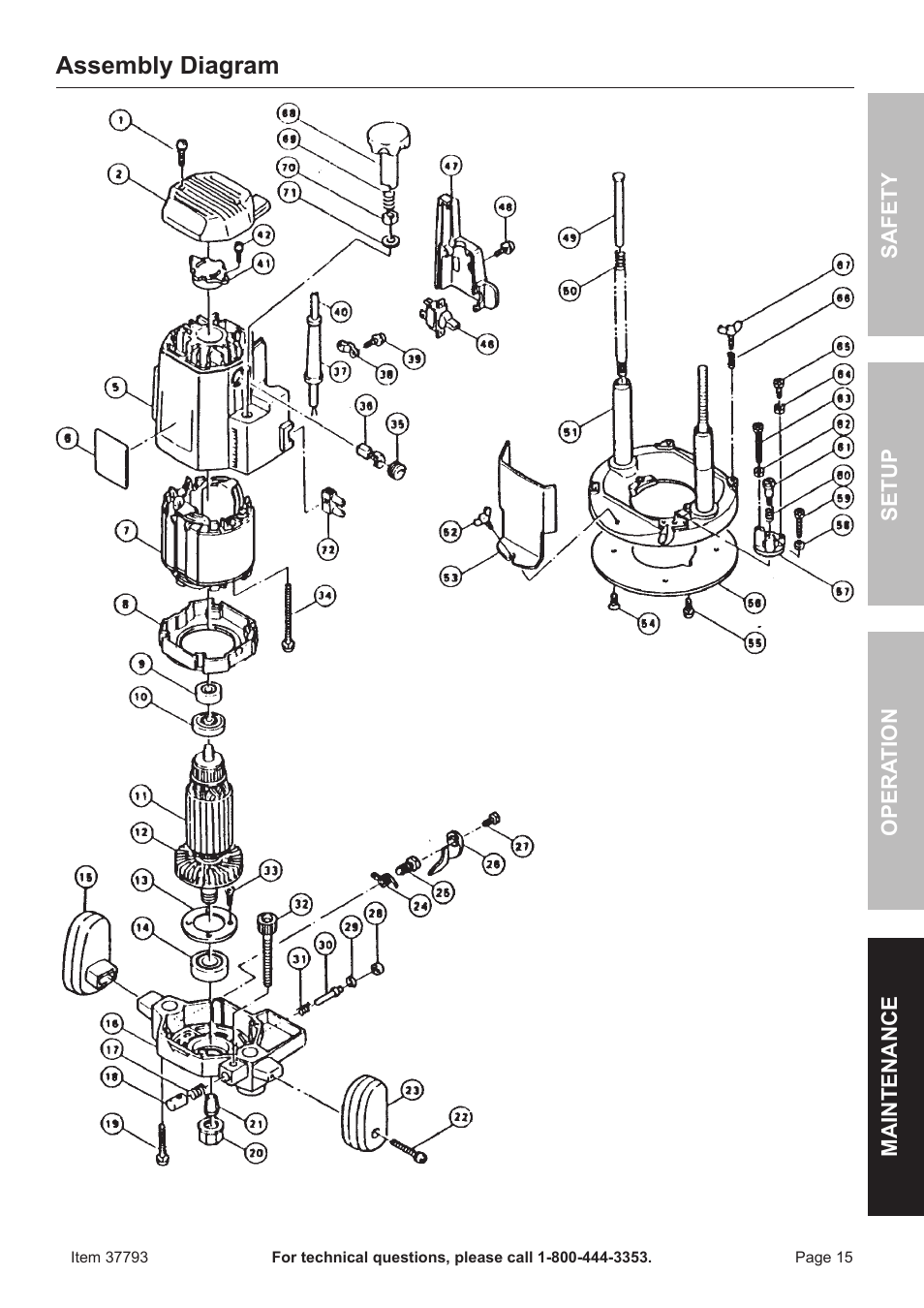 Assembly diagram | Harbor Freight Tools 37793 User Manual | Page 15 / 16