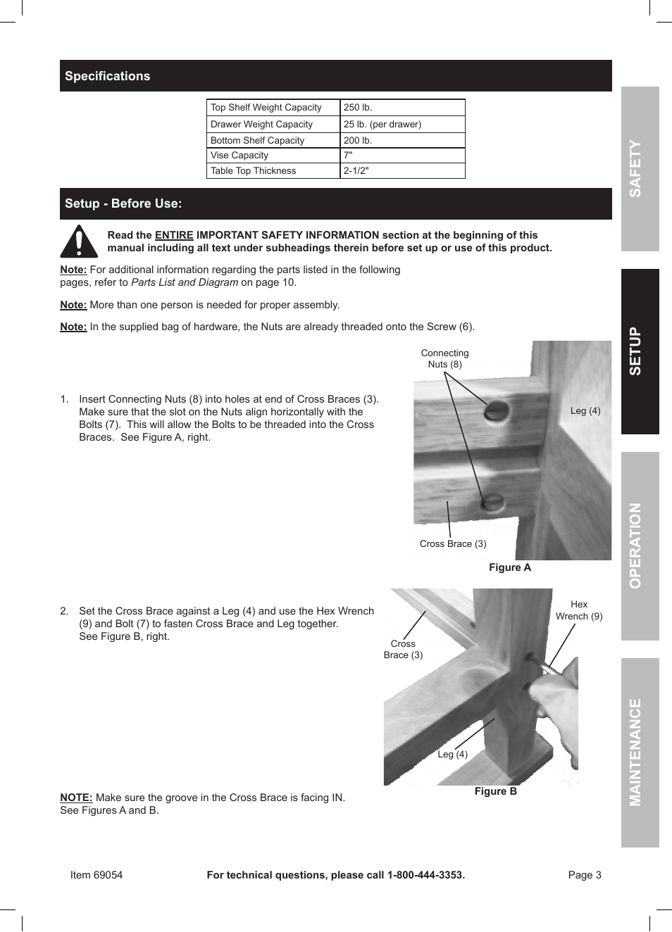 Harbor Freight Tools Windsor Design 60" Workbench 69054 User Manual | Page 3 / 12