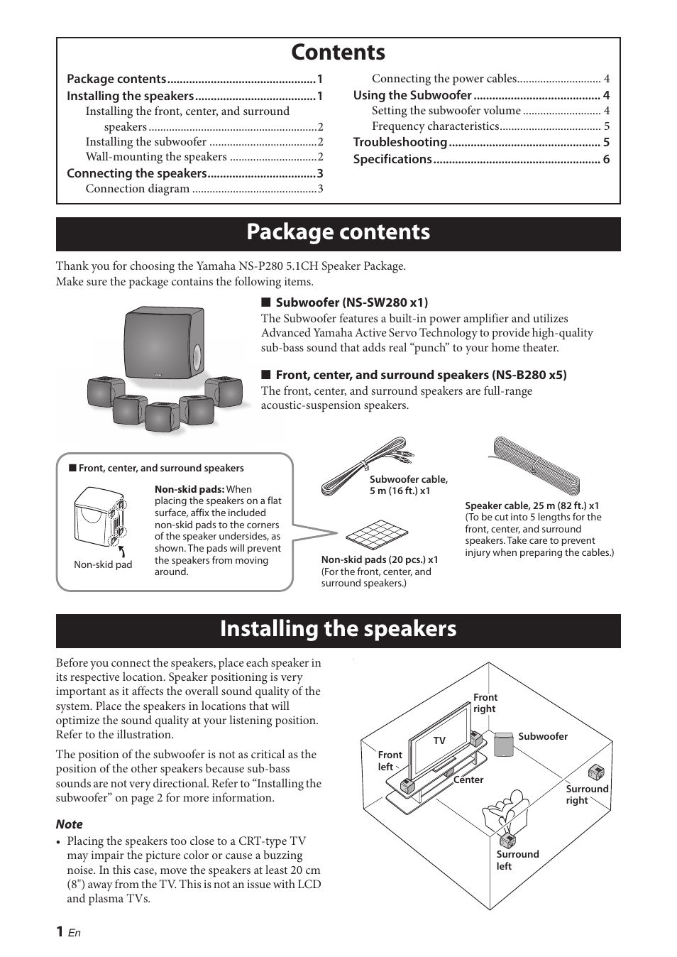 Yamaha NS-P280 User Manual | Page 4 / 68