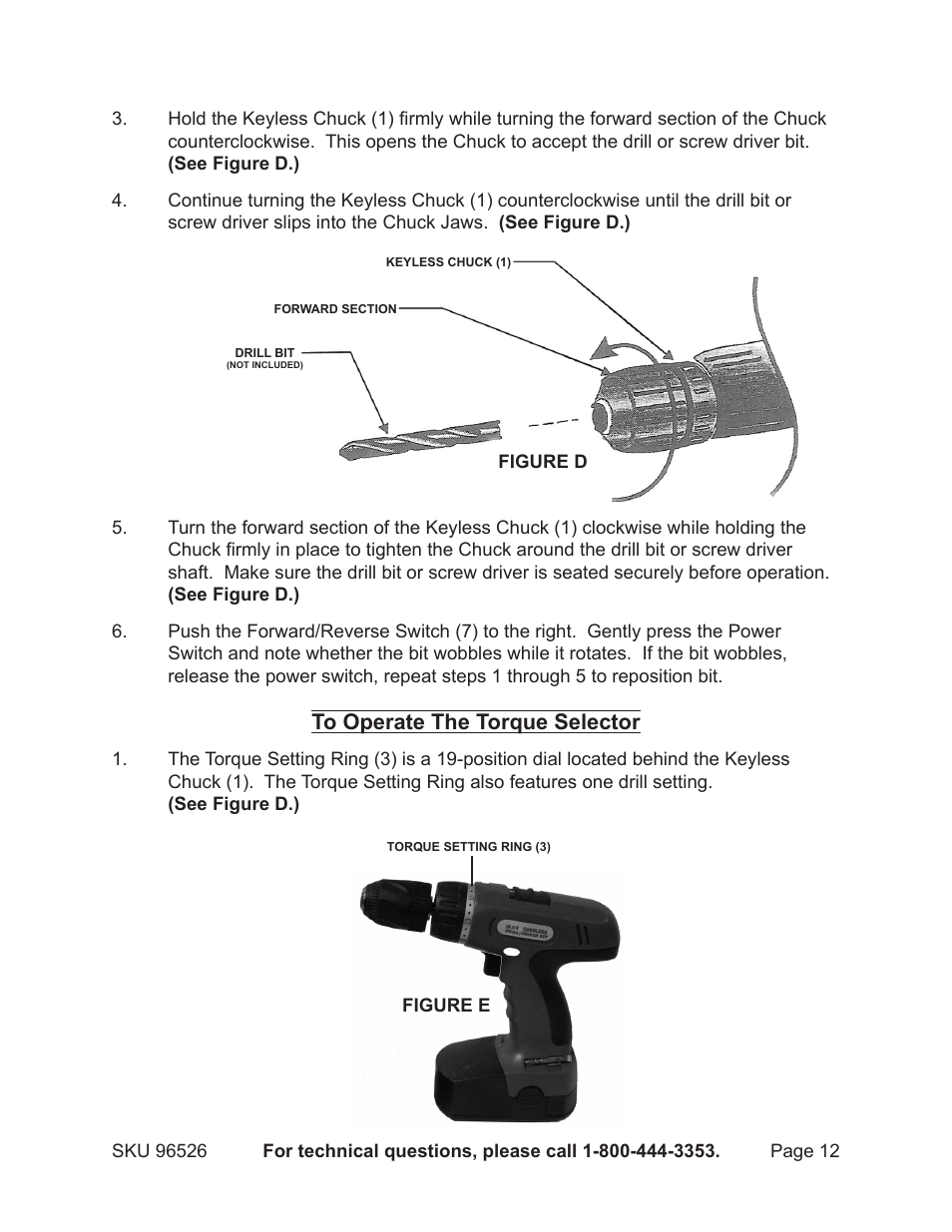 Harbor Freight Tools DRILL MASTER 96526 User Manual | Page 12 / 18