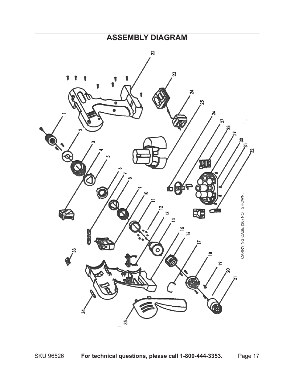 Assembly diagram | Harbor Freight Tools DRILL MASTER 96526 User Manual | Page 17 / 18