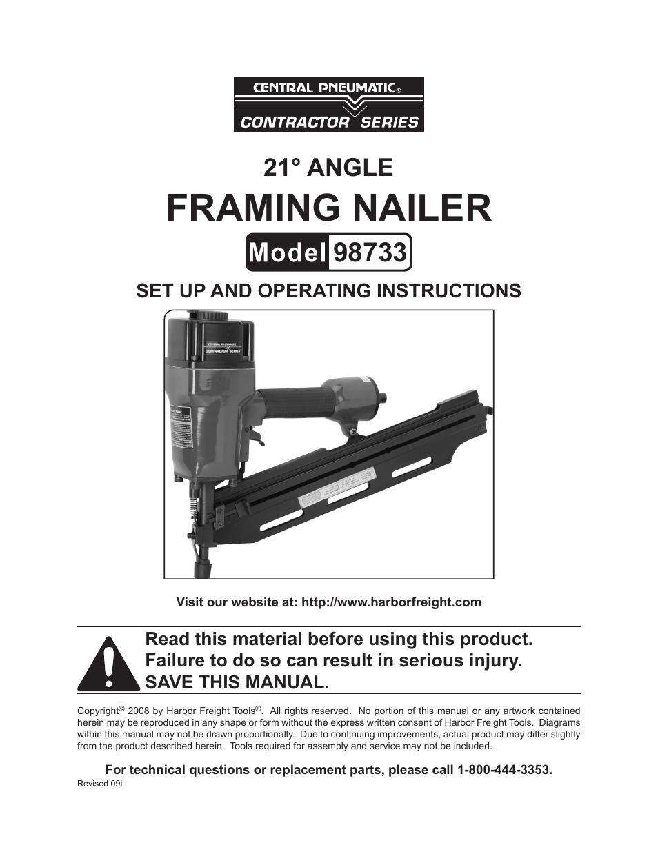 Harbor Freight Tools 98733 User Manual | 16 pages