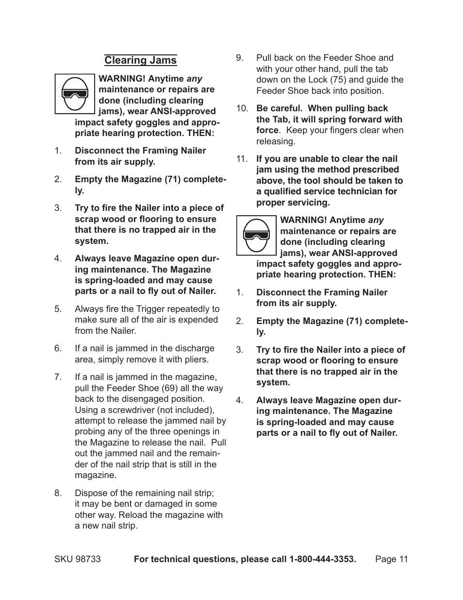 Harbor Freight Tools 98733 User Manual | Page 11 / 16