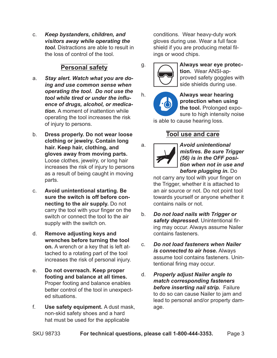 Harbor Freight Tools 98733 User Manual | Page 3 / 16