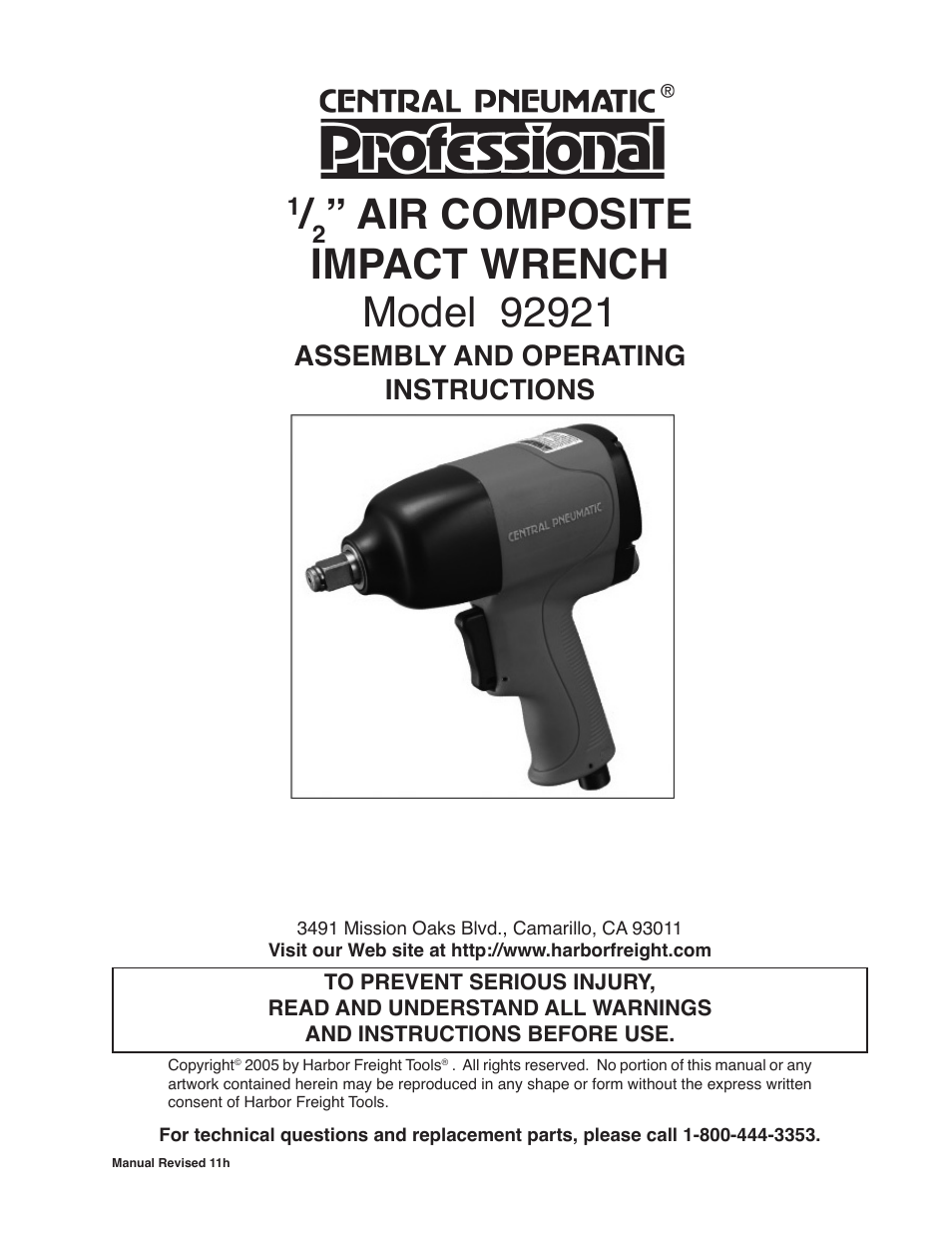 Harbor Freight Tools 92921 User Manual | 8 pages