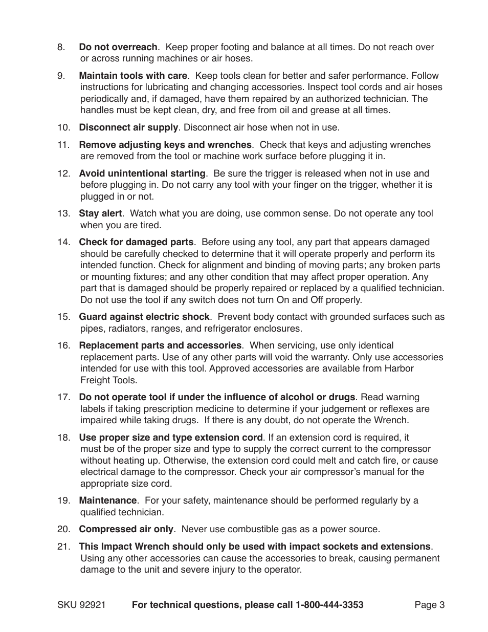 Harbor Freight Tools 92921 User Manual | Page 3 / 8