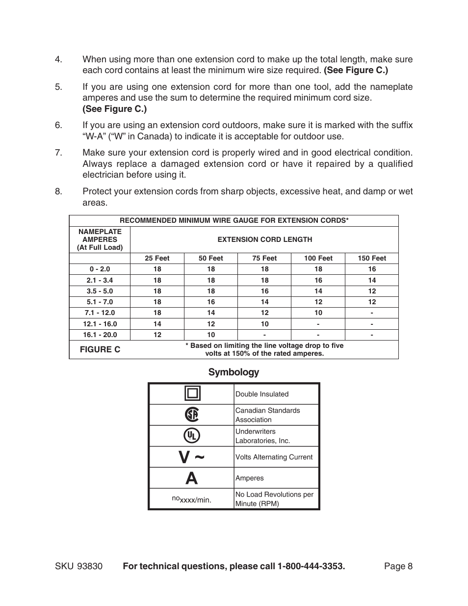 Symbology | Harbor Freight Tools 93830 User Manual | Page 8 / 13