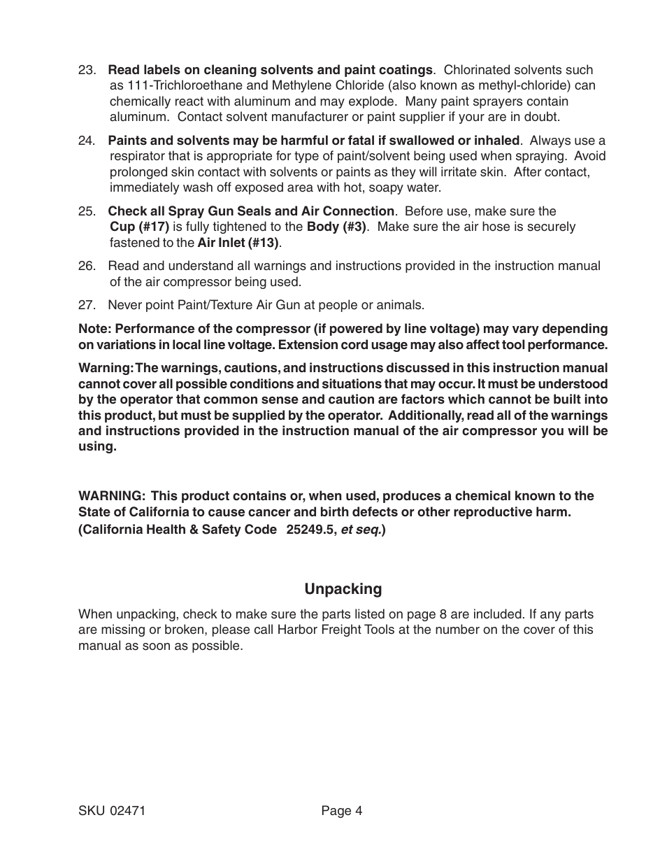 Harbor Freight Tools 02471 User Manual | Page 4 / 9