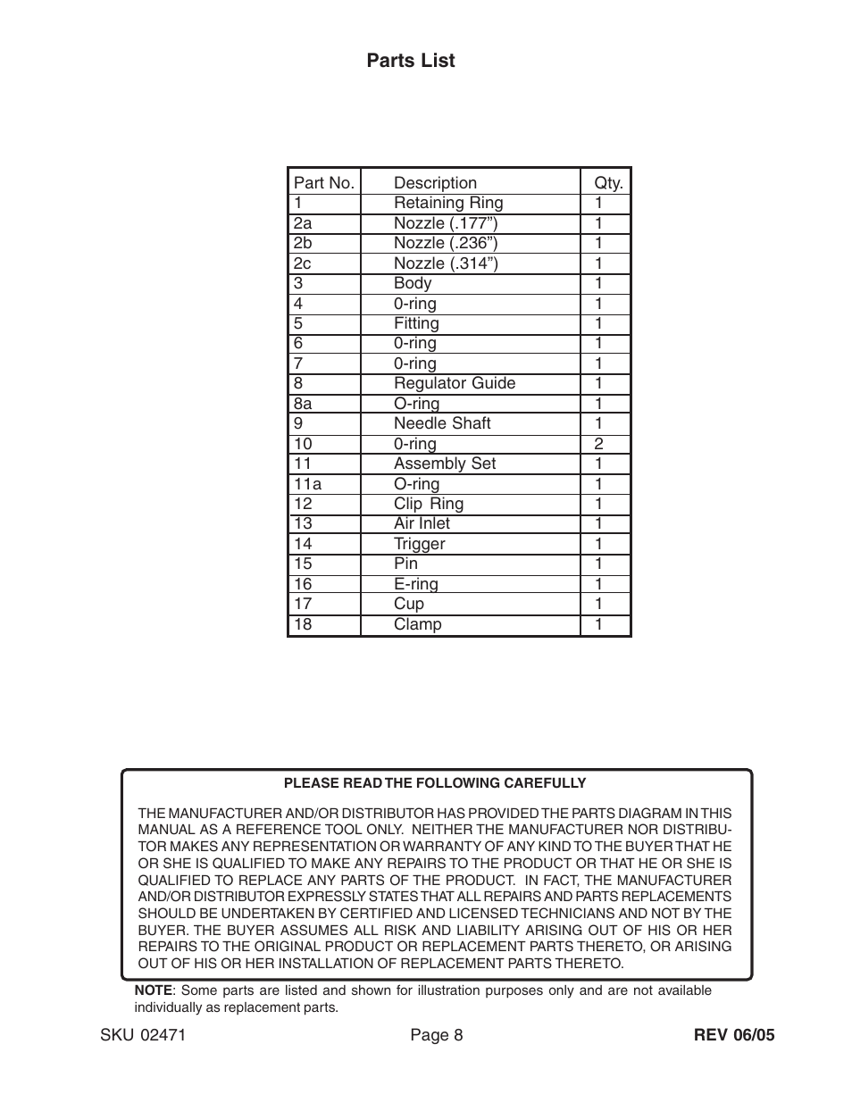 Harbor Freight Tools 02471 User Manual | Page 8 / 9