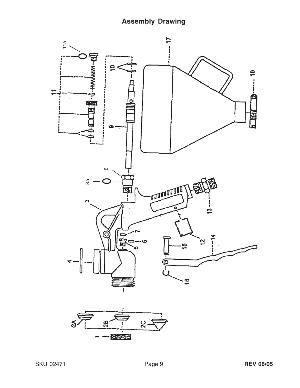 Assembly drawing | Harbor Freight Tools 02471 User Manual | Page 9 / 9