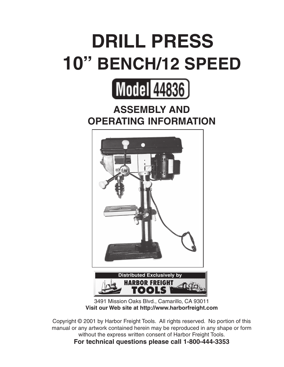 Harbor Freight Tools 44836 User Manual | 16 pages