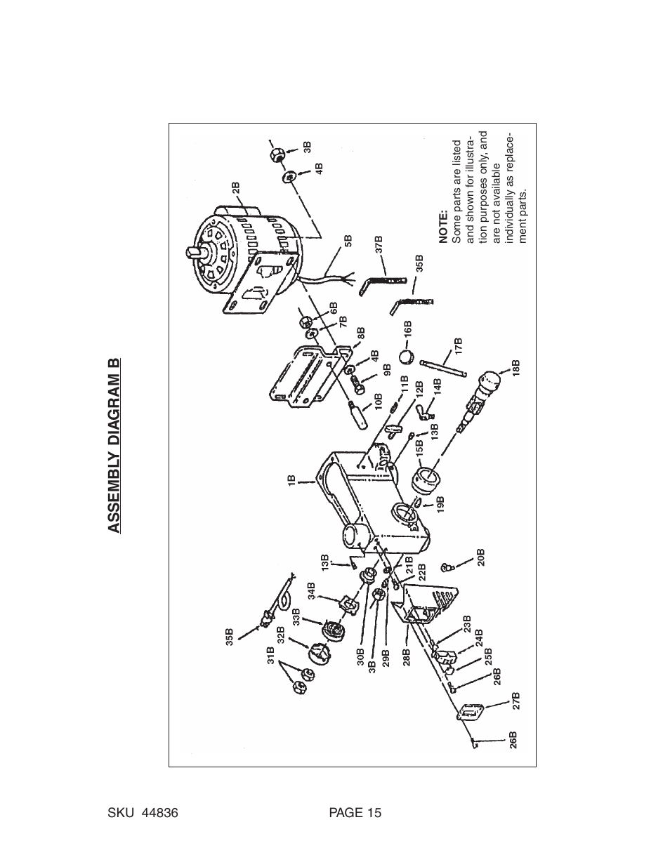 Assembl y dia gram b | Harbor Freight Tools 44836 User Manual | Page 15 / 16