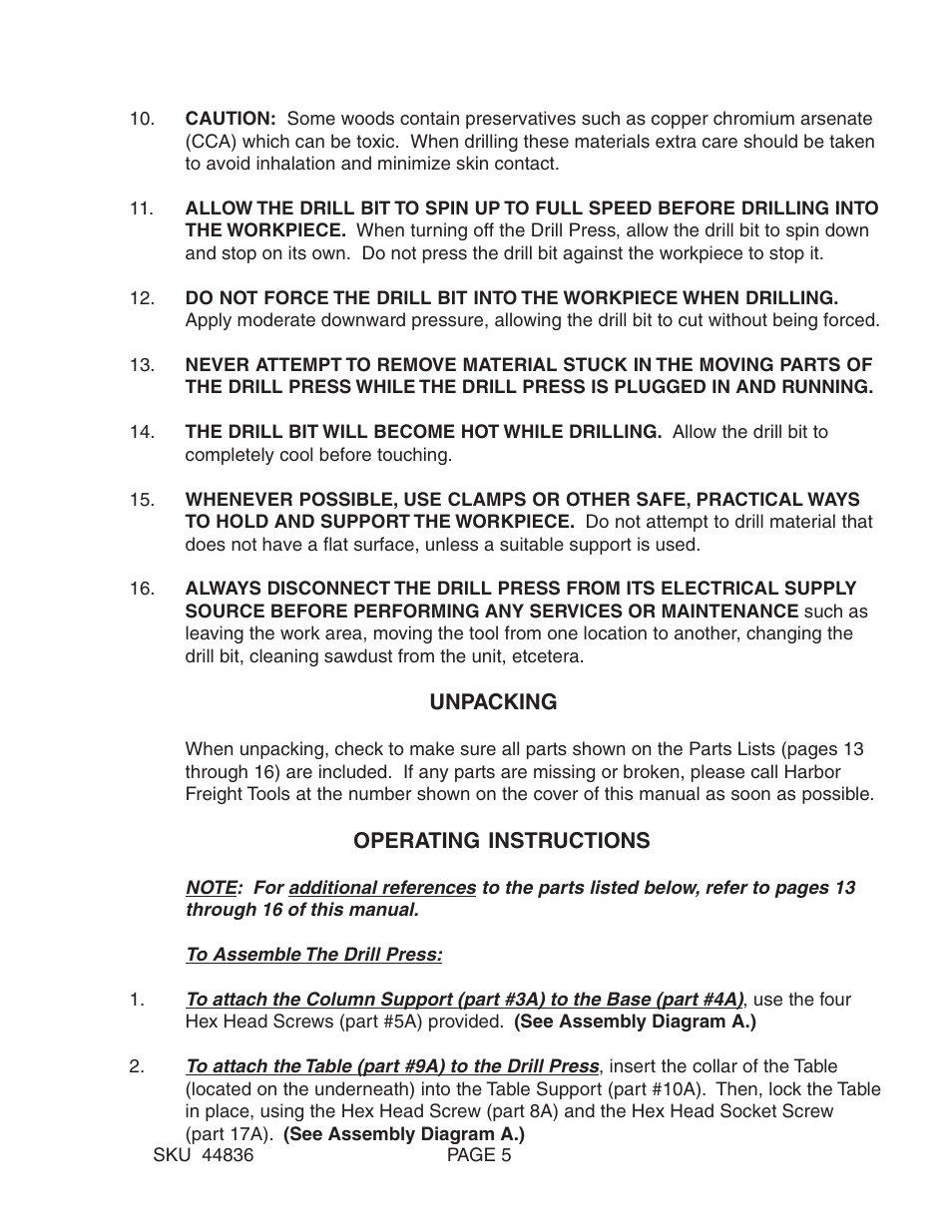 Harbor Freight Tools 44836 User Manual | Page 5 / 16