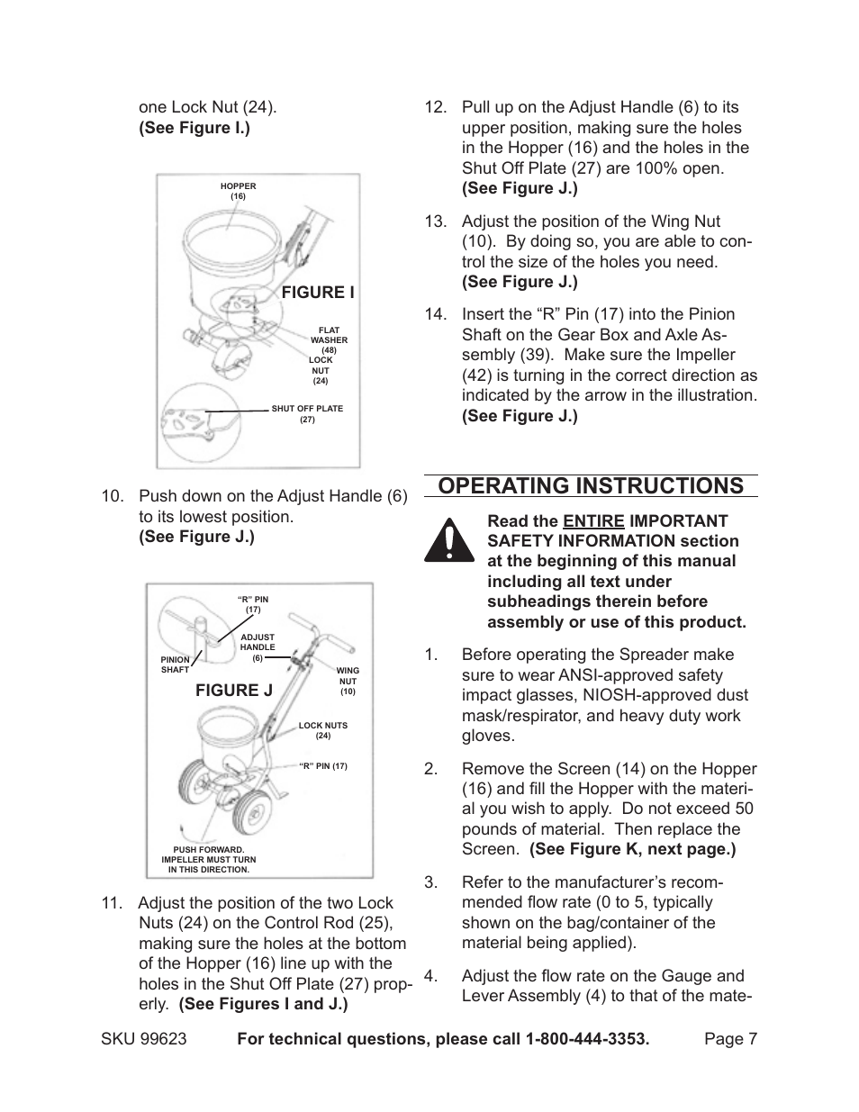 Operating instructions | Harbor Freight Tools 99623 User Manual | Page 7 / 11