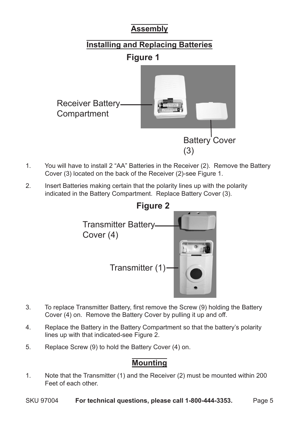 Harbor Freight Tools wireless doorbell 97004 User Manual | Page 5 / 7