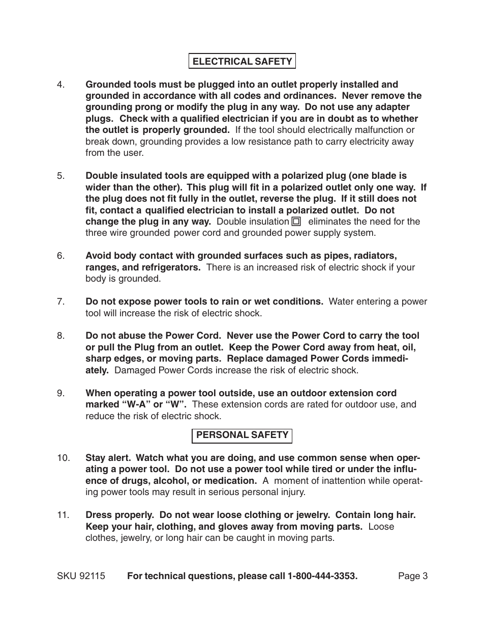 Harbor Freight Tools 92115 User Manual | Page 3 / 14