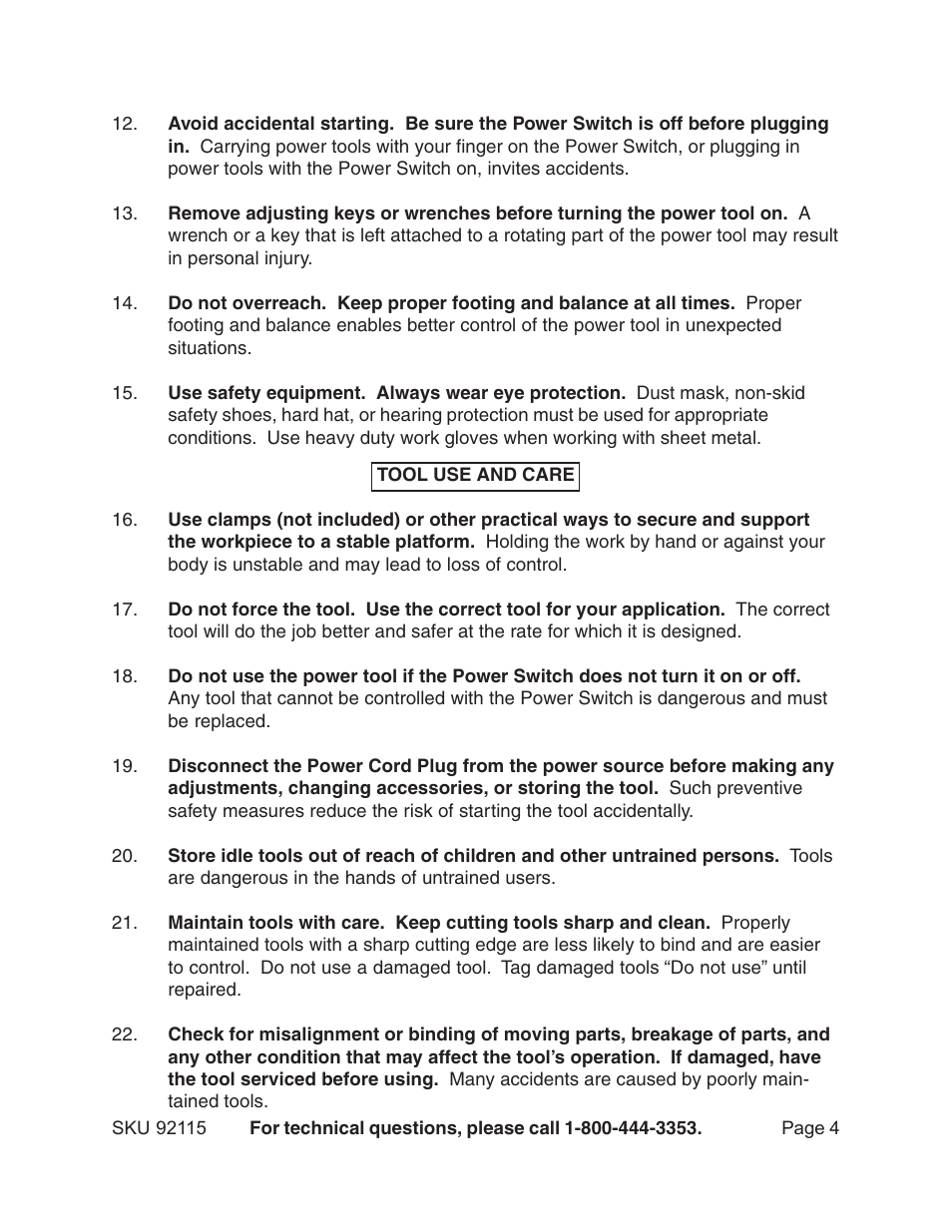 Harbor Freight Tools 92115 User Manual | Page 4 / 14