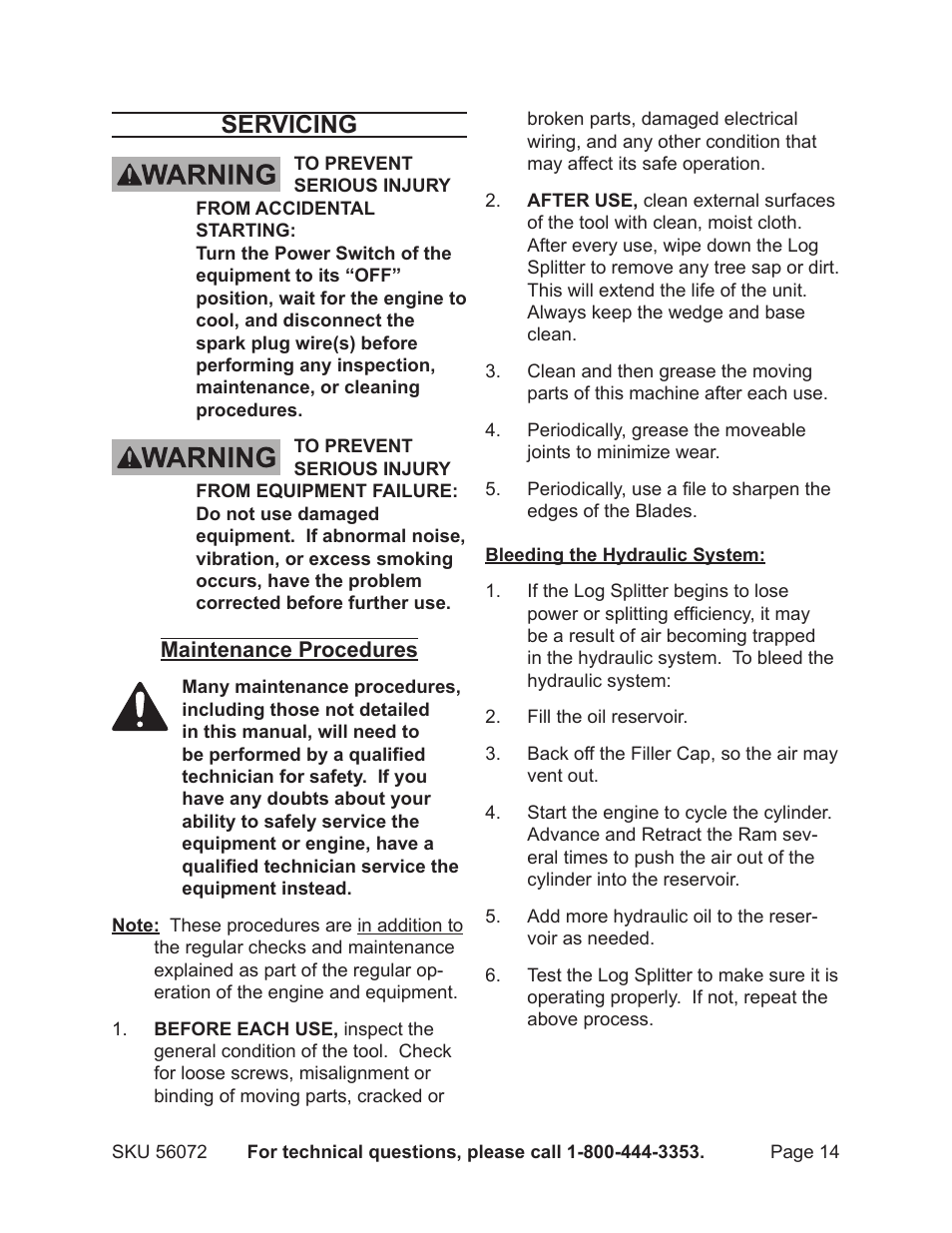 Servicing | Harbor Freight Tools GREYHOUND 56072 User Manual | Page 14 / 20