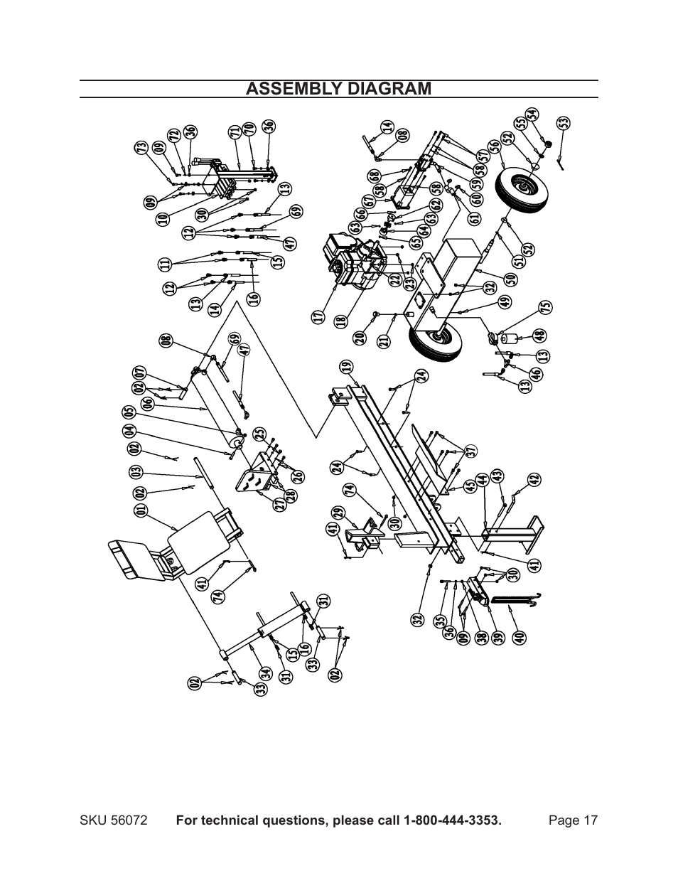 Assembly diagram | Harbor Freight Tools GREYHOUND 56072 User Manual | Page 17 / 20