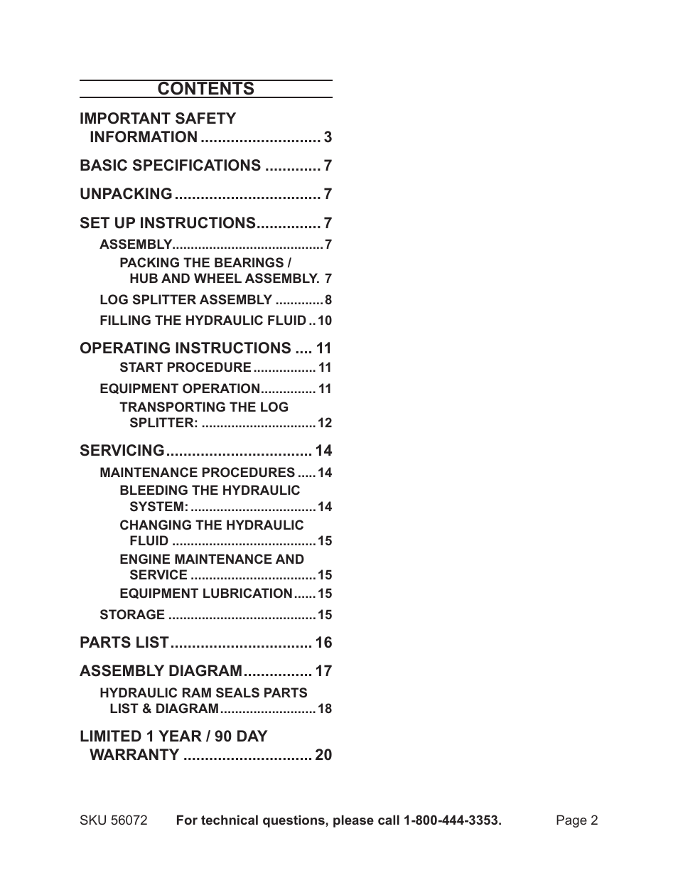Harbor Freight Tools GREYHOUND 56072 User Manual | Page 2 / 20