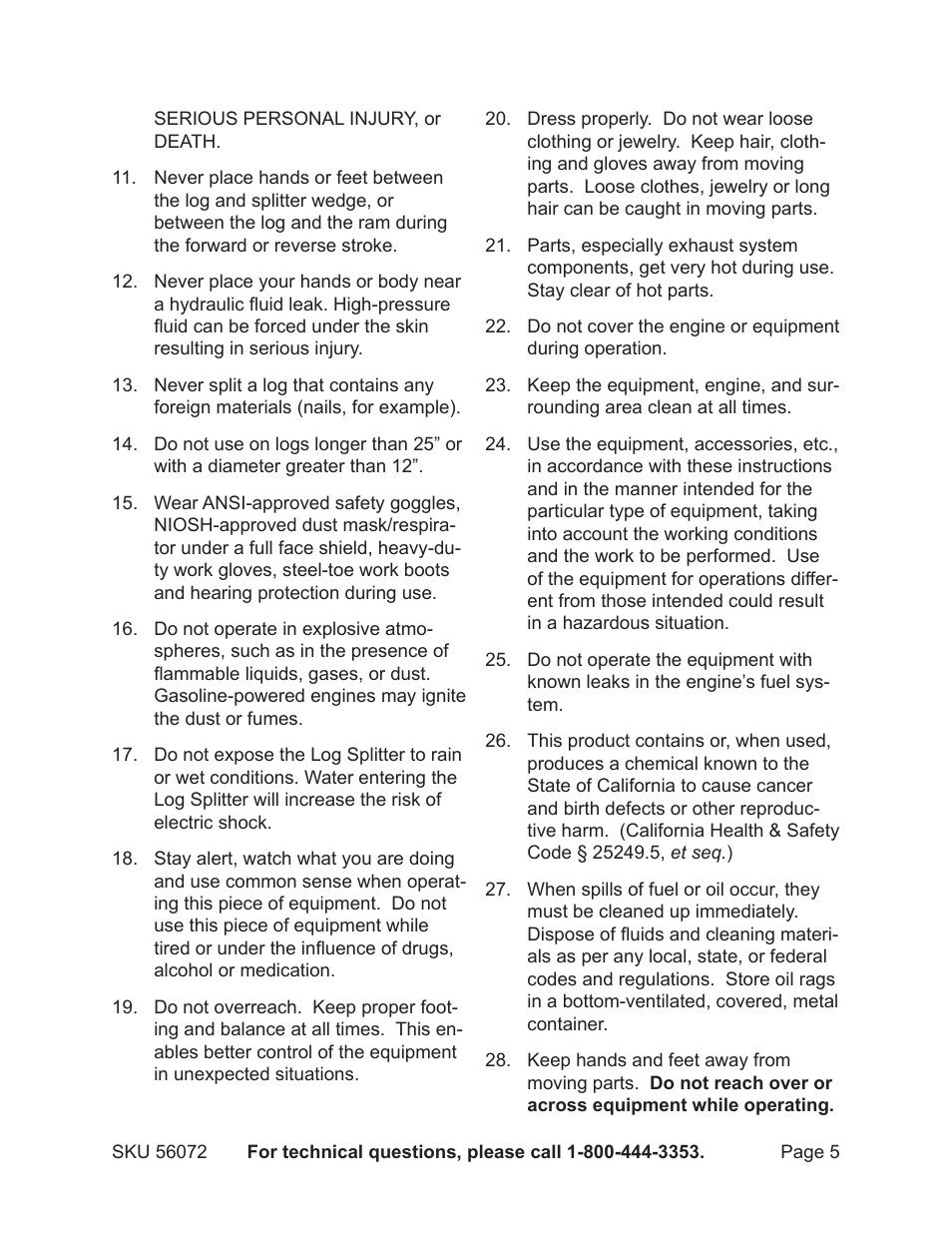 Harbor Freight Tools GREYHOUND 56072 User Manual | Page 5 / 20