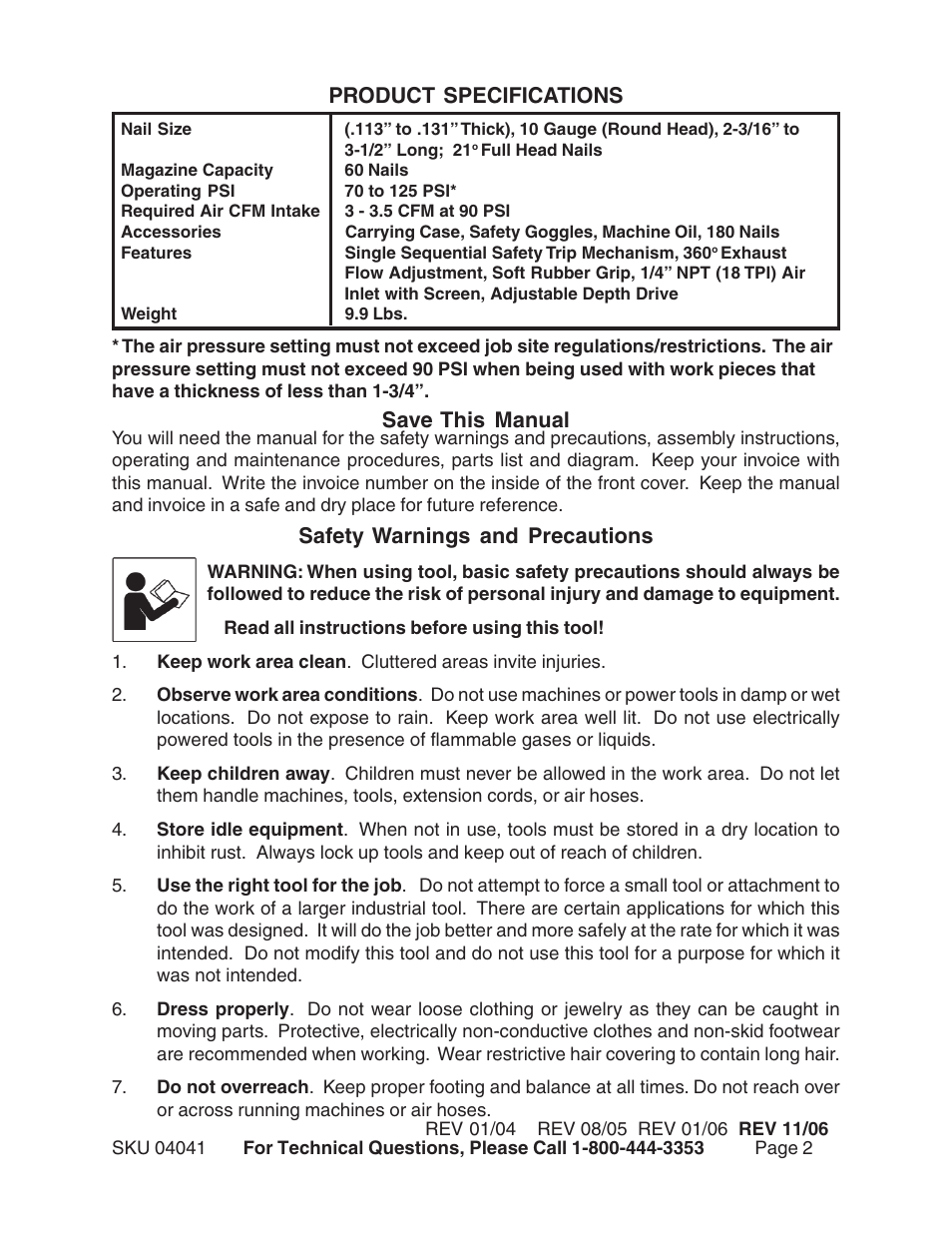 Harbor Freight Tools 04041 User Manual | Page 2 / 12